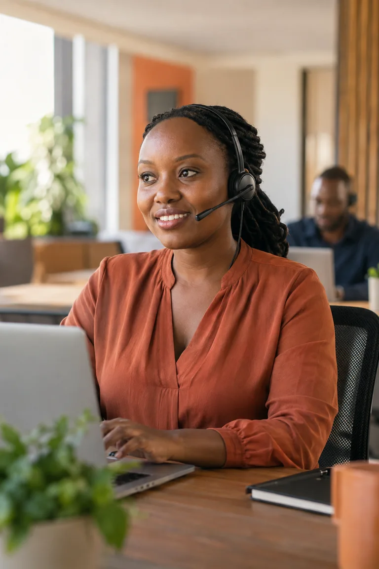 Customer care professional listening during a support call